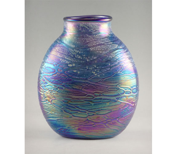 Oval Blue Luster Vase by Tom Stoenner
